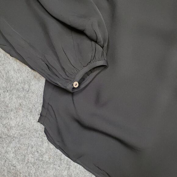 Diane Von Furstenberg Top Womens Small Silk Popover Balloon Long Sleeve Blouse - Picture 2 of 10